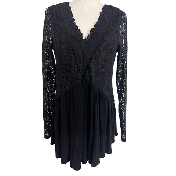 Black Lace Wonderly Top Size M Whimsigoth Fairy Witchy Boho - Picture 1 of 9